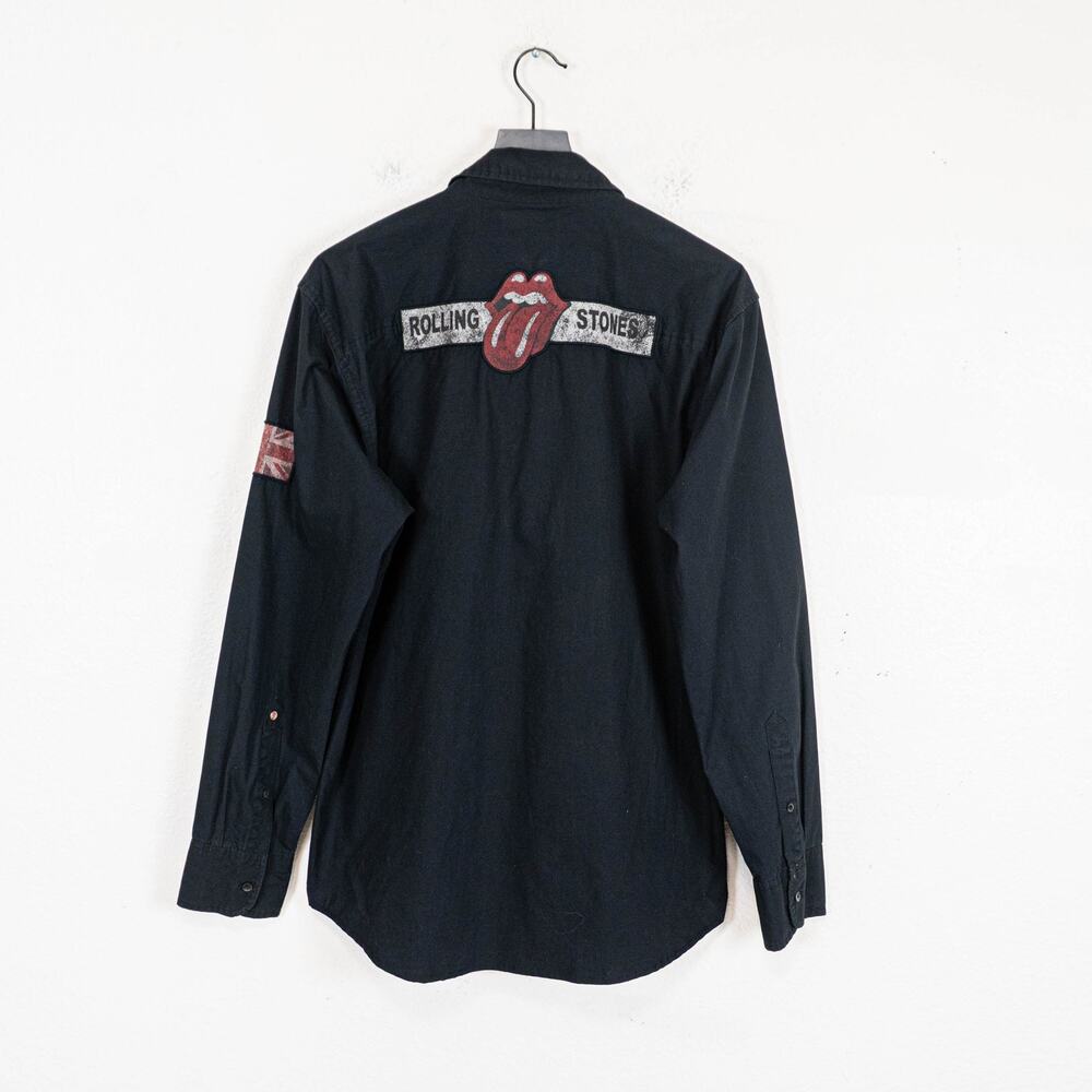 Riff Stars Rolling Stones Black Button up Shirt Long Sleeve sz Large